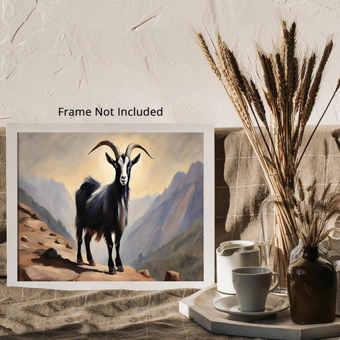Posterizer 1 pcs- A black goat on a mountain oil painting style-Art for Animal Lovers-Landscape & Nature Art- Gift for Men Women Teens-Living Roo...